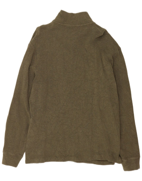 Polo Ralph Lauren Herre Zip Neck Jumper Sweater Stor Khaki Bomuld