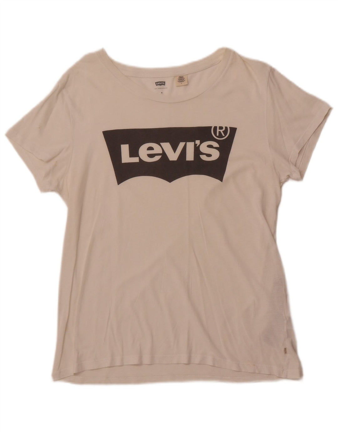 LEVI'S Grafisk T-shirt top til kvinder UK 12 Medium hvid bomuld