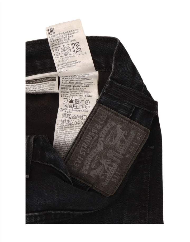 Levi's Herre 511 Slim Jeans W34 L32 Sort Bomuld