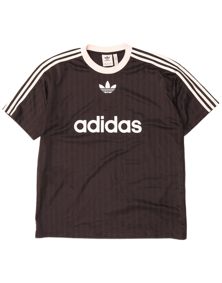 Adidas Grafisk T-shirt top til mænd, stor sort stribet polyester