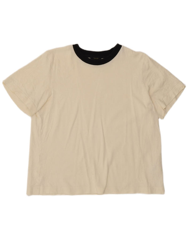 Massimo Dutti Dame T-Shirt Top UK 18 XL Off White Bomuld