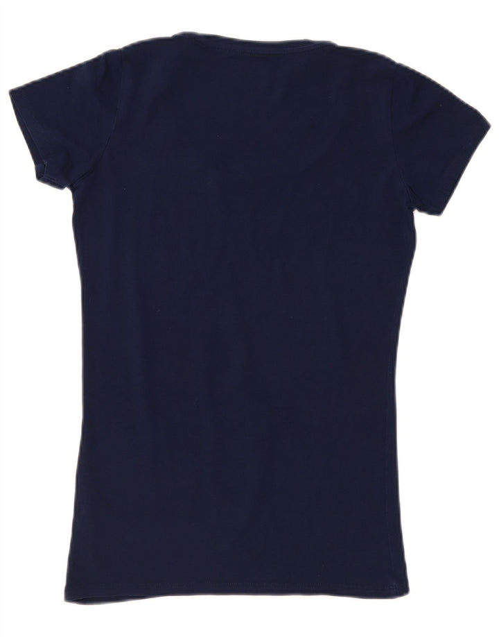 Guess Grafisk T-shirt top til kvinder UK 12 Medium Navy Blue