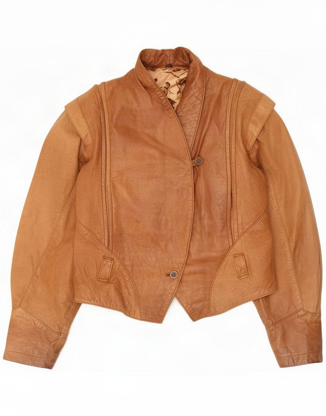 Vintage Dame Læderjakke EU 38 Medium Beige