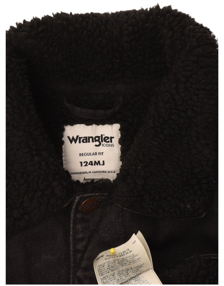 Wrangler Herre Sherpa Regular Fit denimjakke UK 36 Small Black Bomuld