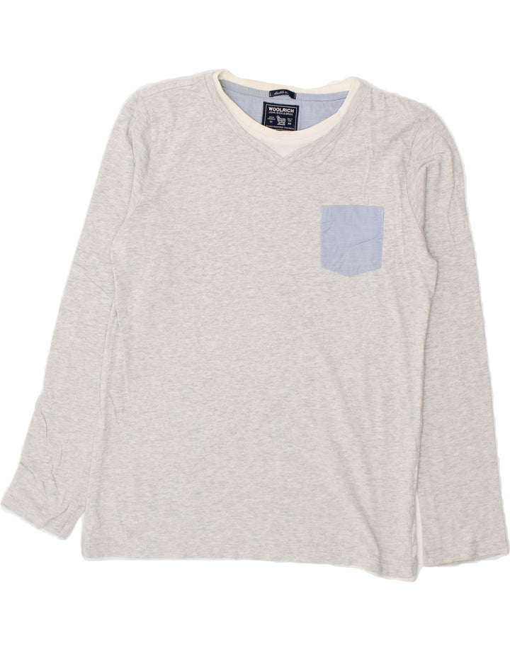 WOOLRICH Boys Top Long Sleeve 11-12 Years Grey Cotton Vintage Woolrich and Second-Hand Woolrich from Messina Hembry 