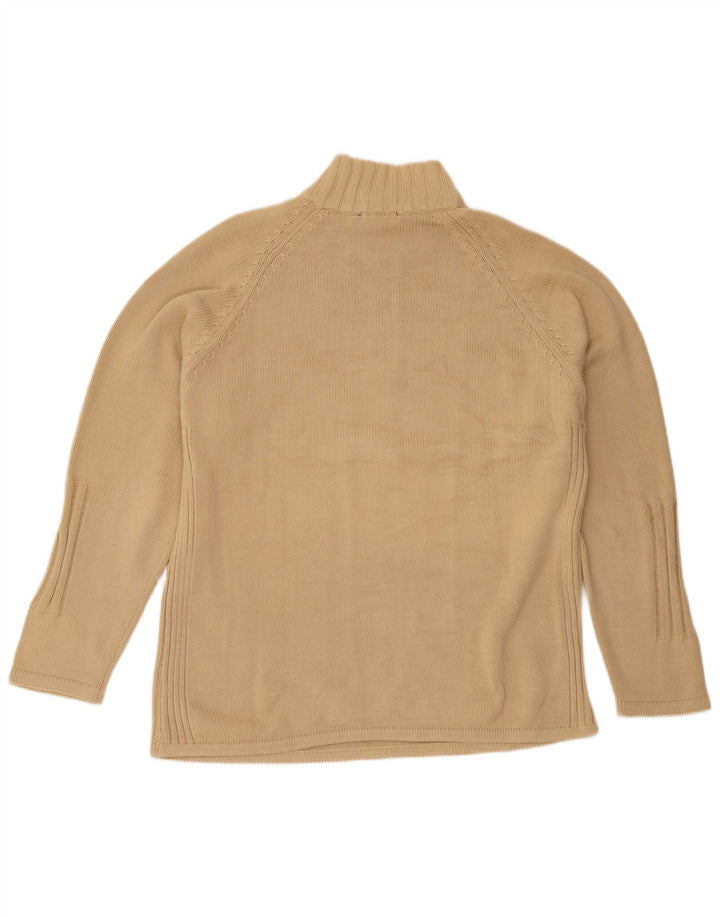 Osvaldo Bruni Herre Zip Neck Jumper Sweater Stor Beige Bomuld