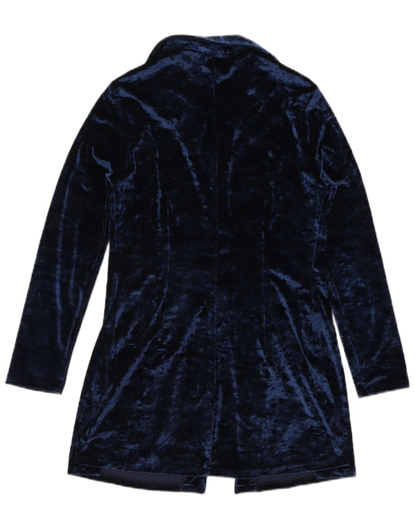 Vintage Dame Longline Shirt Bluse IT 44 Medium Navy Blue Polyester