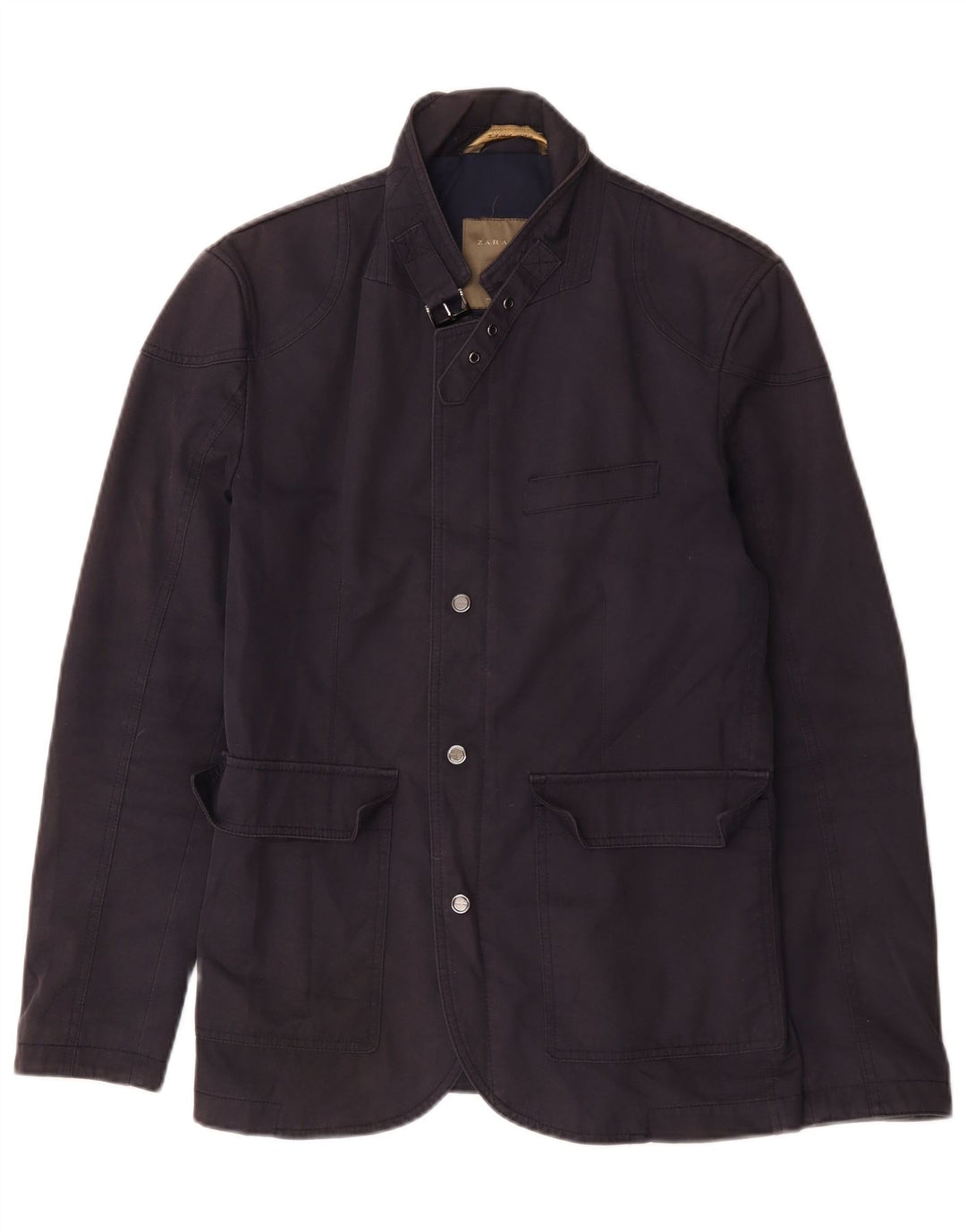 Zara Herre Utility Jacket UK 38 Medium Navy Blue Cotton