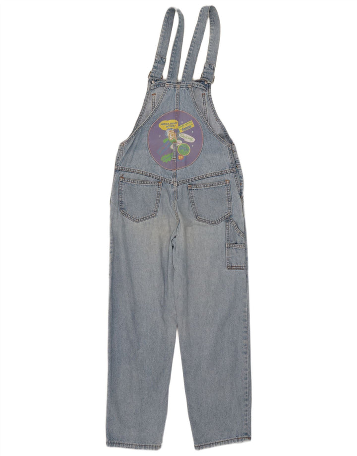 Vintage Kvinders Grafiske Dungaree Lige Jeans EU 38 Medium Blue Bomuld