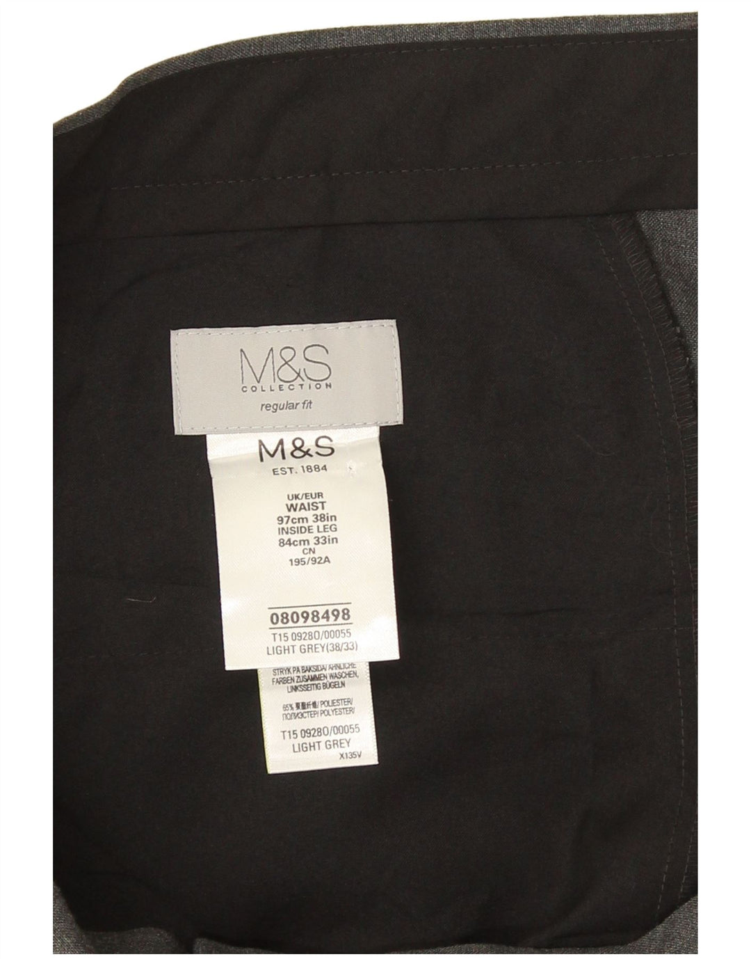 Marks & Spencer Herre Regular Fit Suit Bukser W38 L28 Grå polyester