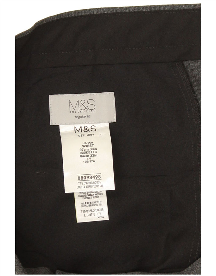 Marks & Spencer Herre Regular Fit Suit Bukser W38 L28 Grå polyester