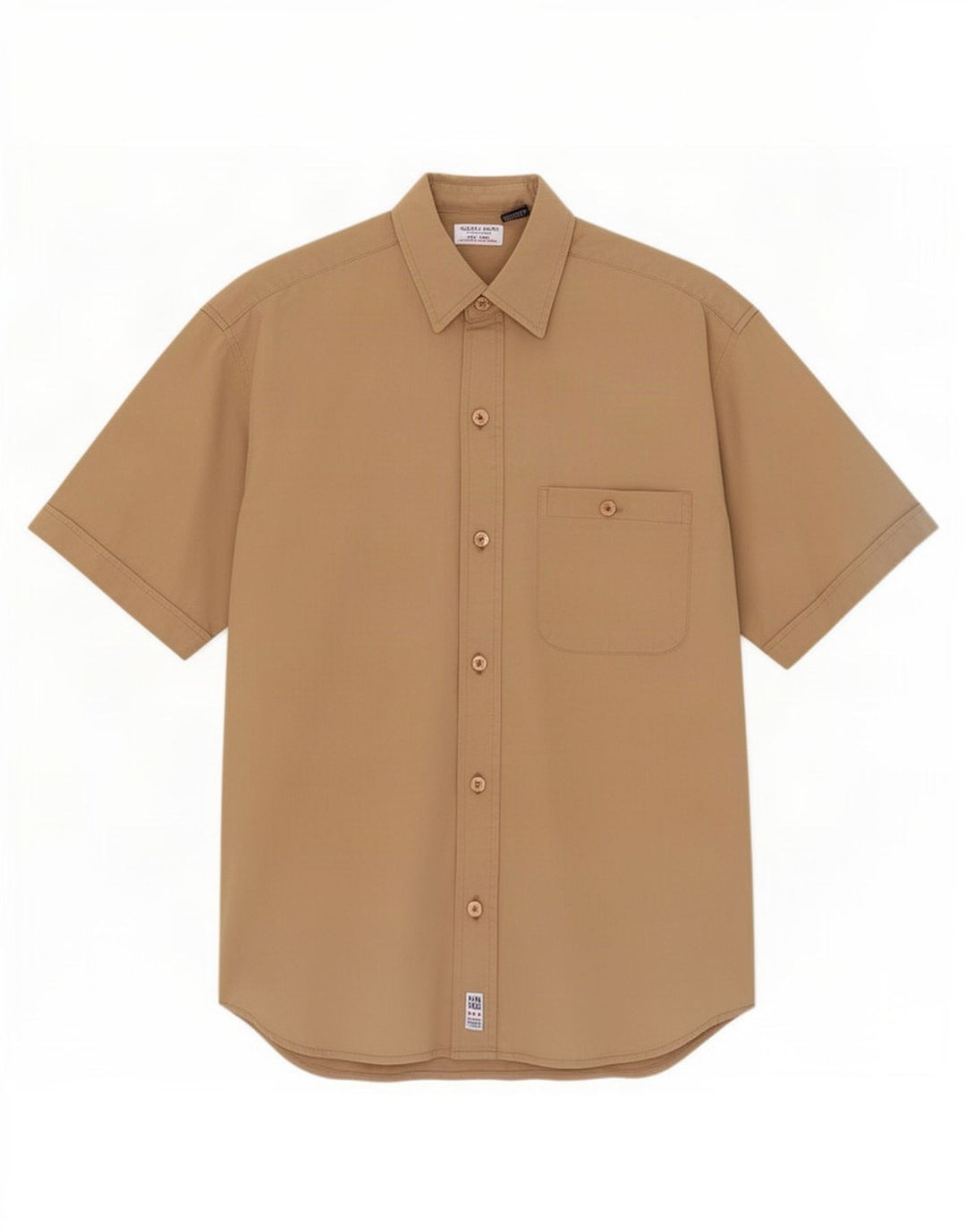 Guess kortærmet herreskjorte lille beige bomuld