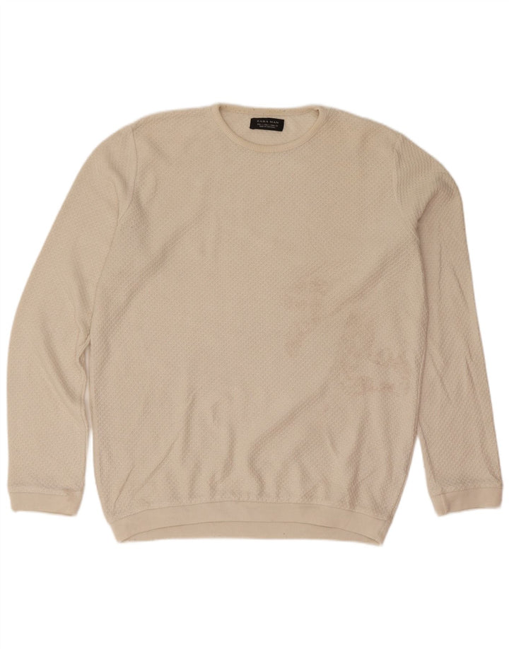 Zara Herre sweater med rund hals, lille beige