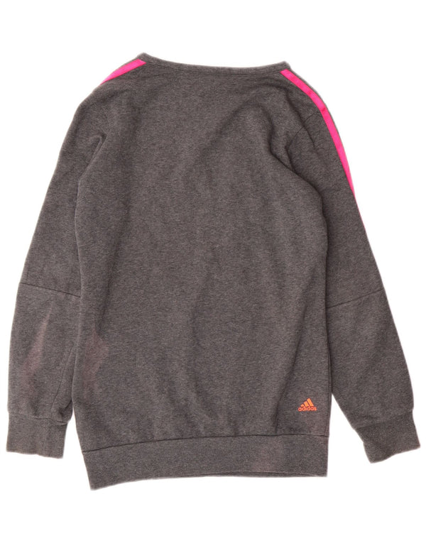 ADIDAS Piger Grafisk Sweatshirt Jumper 11-12 År Grå Bomuld
