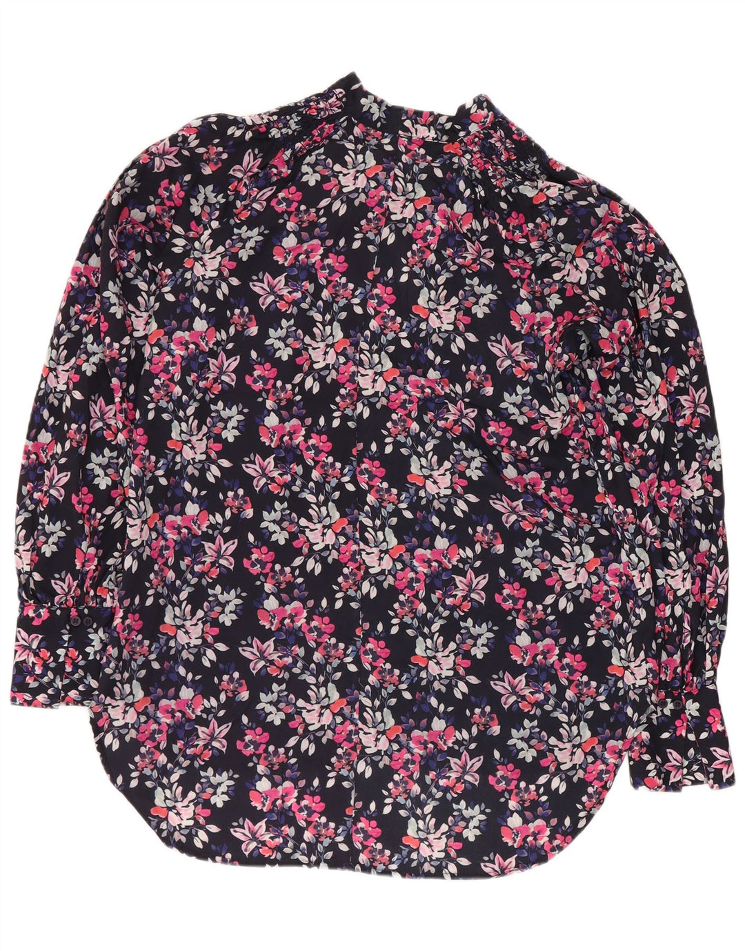 French Connection Dame Asymmetrisk Bluse Top UK 8 Small Navy Blue Floral