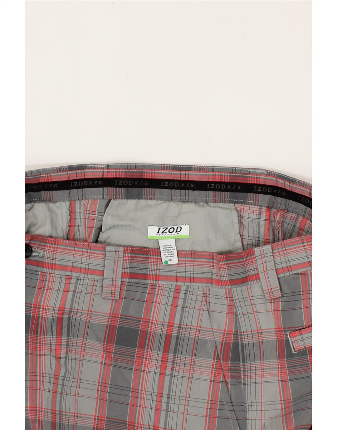 IZOD Mens Chino Shorts W36 Large Grey Check Polyester Vintage Izod and Second-Hand Izod from Messina Hembry 