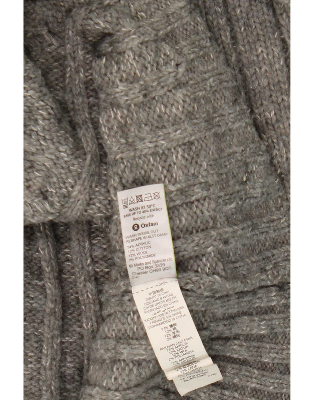 Marks & Spencer Herre Zip Neck Sweater XL Grå Akryl