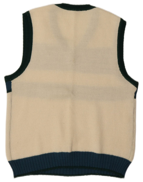 Vintage Dame Vest Tank Top IT 48 XL Hvid Colourblock