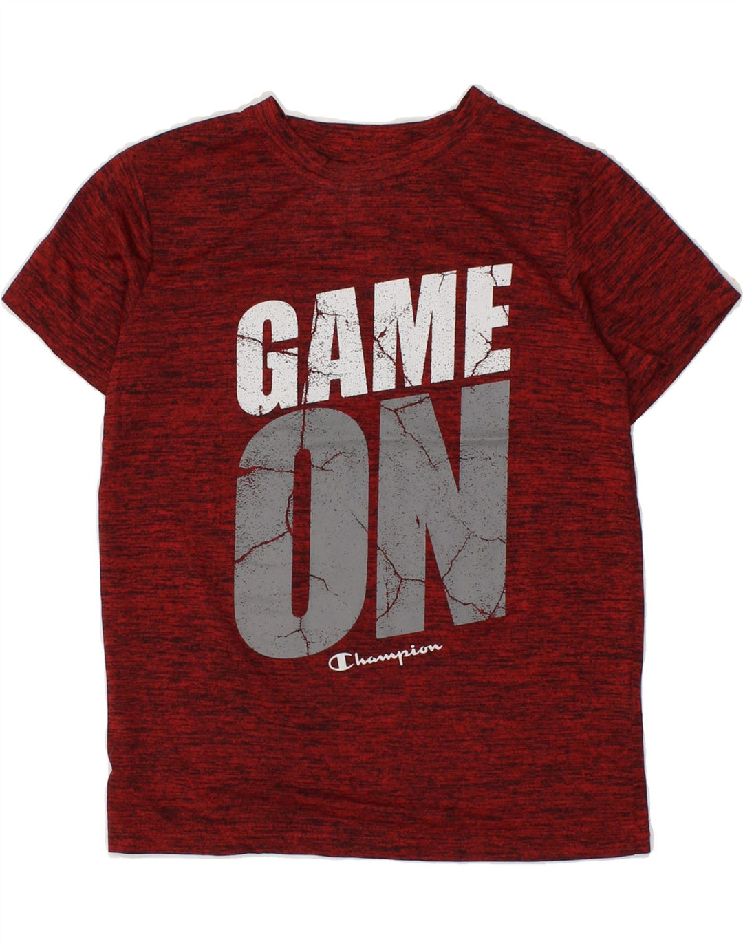 CHAMPION Boys Graphic T-Shirt Top 7-8 Years Burgundy Flecked Polyester Vintage Champion and Second-Hand Champion from Messina Hembry 