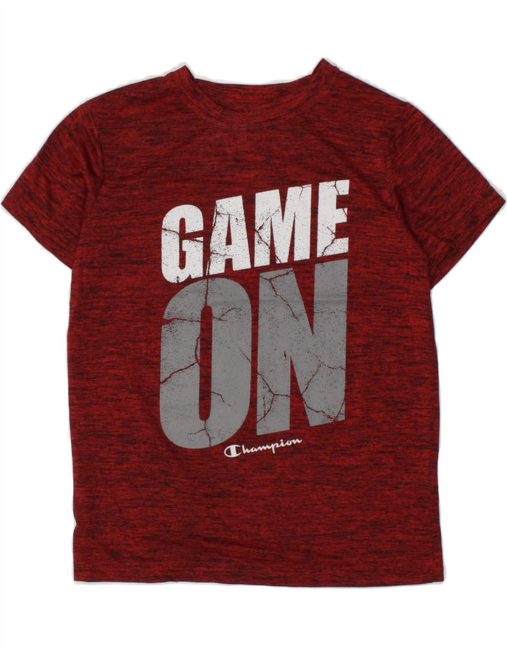 CHAMPION Boys Graphic T-Shirt Top 7-8 Years Burgundy Flecked Polyester Vintage Champion and Second-Hand Champion from Messina Hembry 