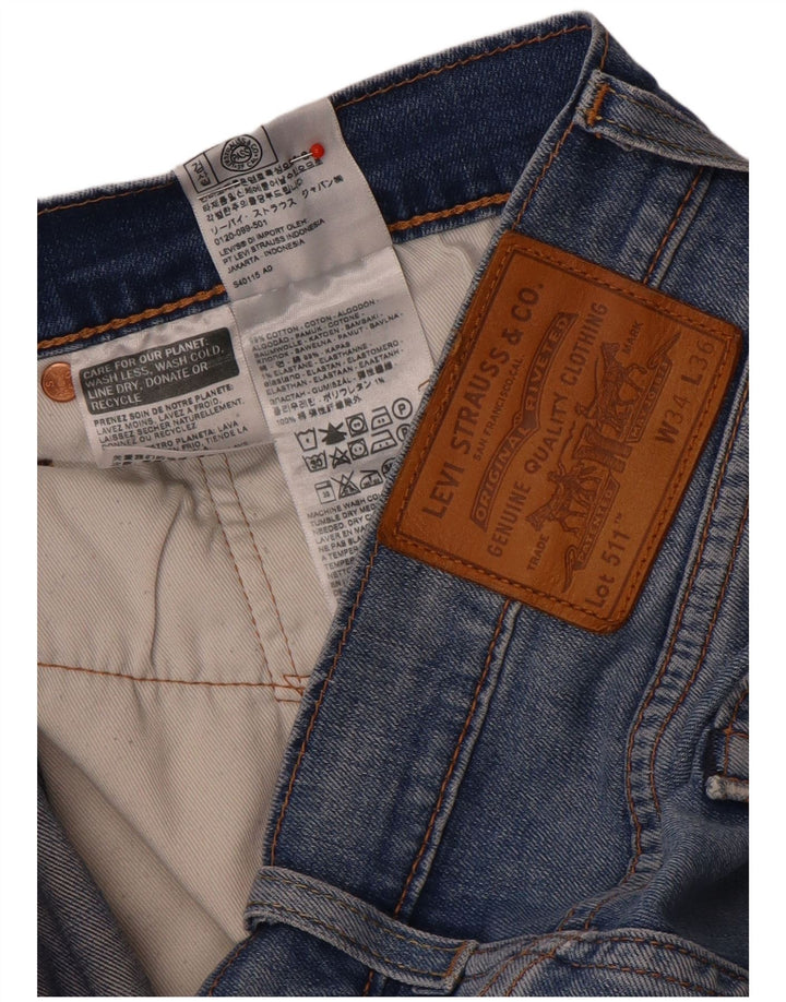 Levi's Men Distressed Slim Jeans W34 L32 Blå Bomuld