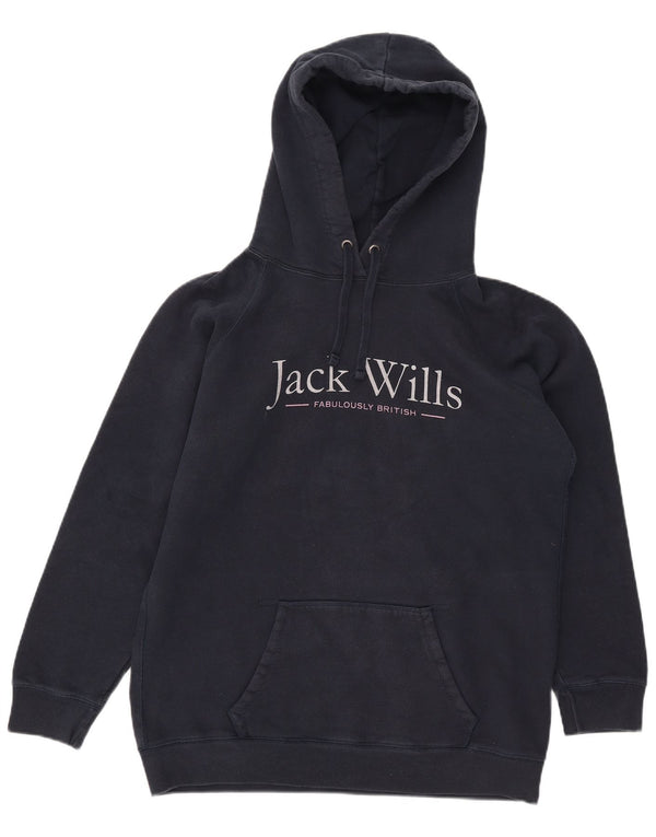 Jack Wills Grafisk hættetrøje til kvinder UK 14 Stor marineblå bomuld