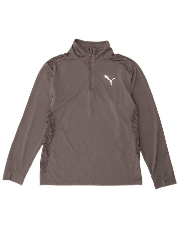 PUMA Drenge Zip Neck Pullover Træningsdragt Top 11-12 År Stor Grå
