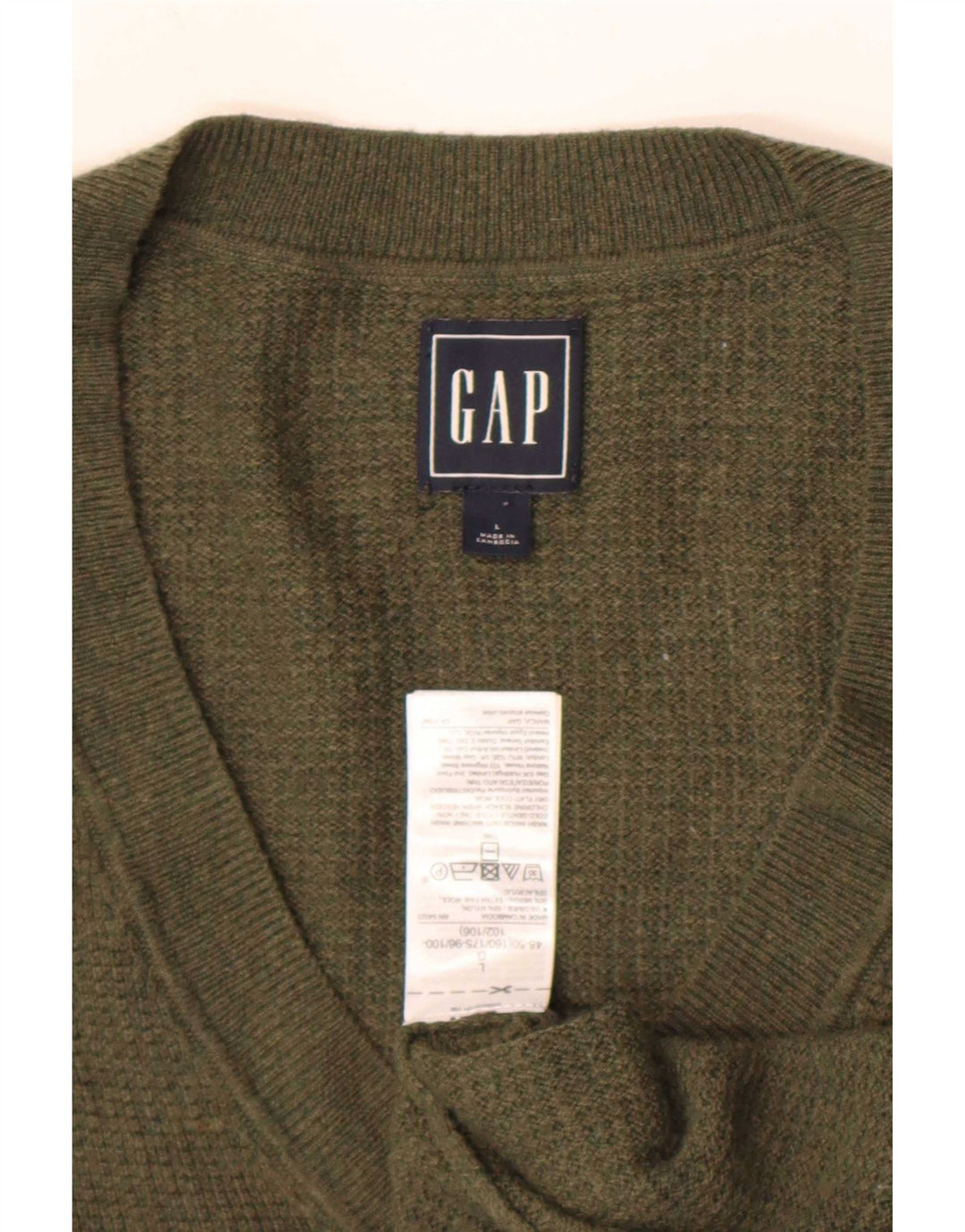Gap Dame V-hals Jumper Sweater UK 16 Stor Khaki Nylon