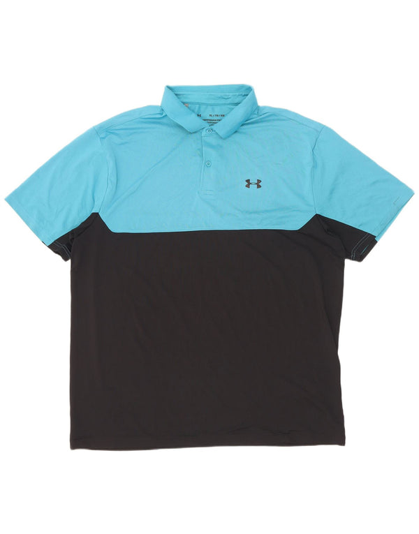Under Armour Herre Heat Gear Polo Shirt XL Blå Colourblock Polyester