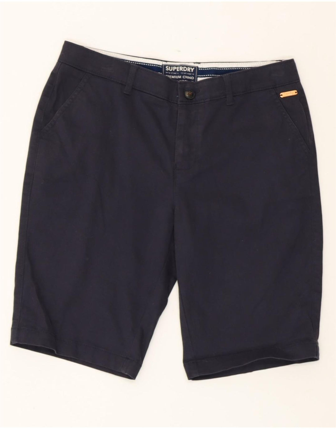 SUPERDRY Chino Shorts til kvinder UK 10 Small W30 Navyblå Bomuld