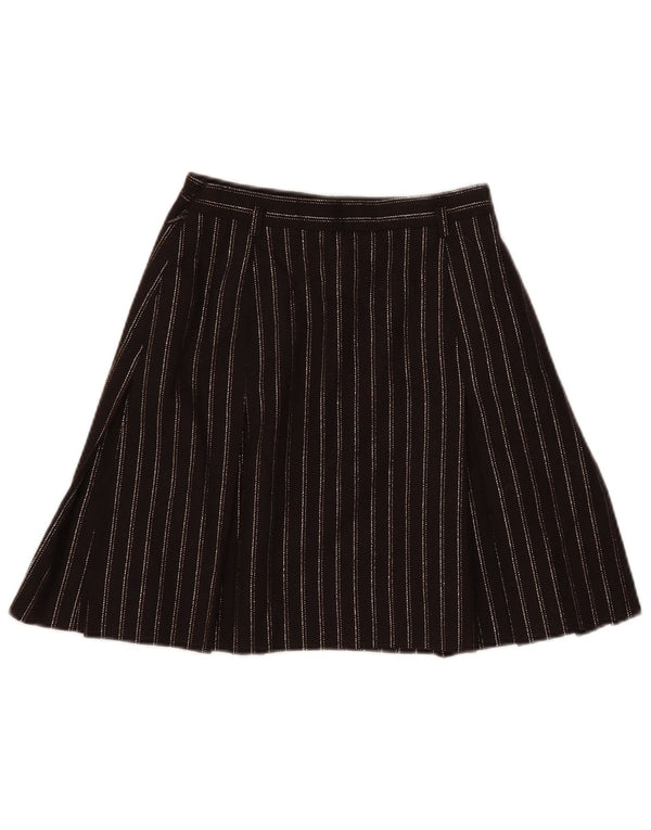 Dream Womens A-Line Skirt UK 8 Small W24 Brown Striped Wool