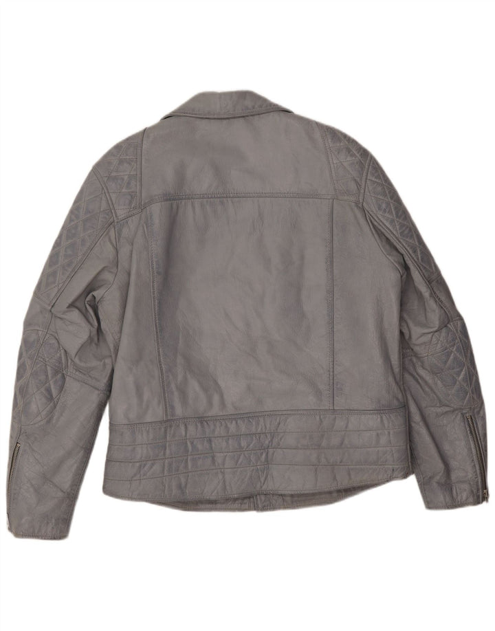 Smart Range Dame Læder Biker Jacket UK 20 2XL Blå Læder