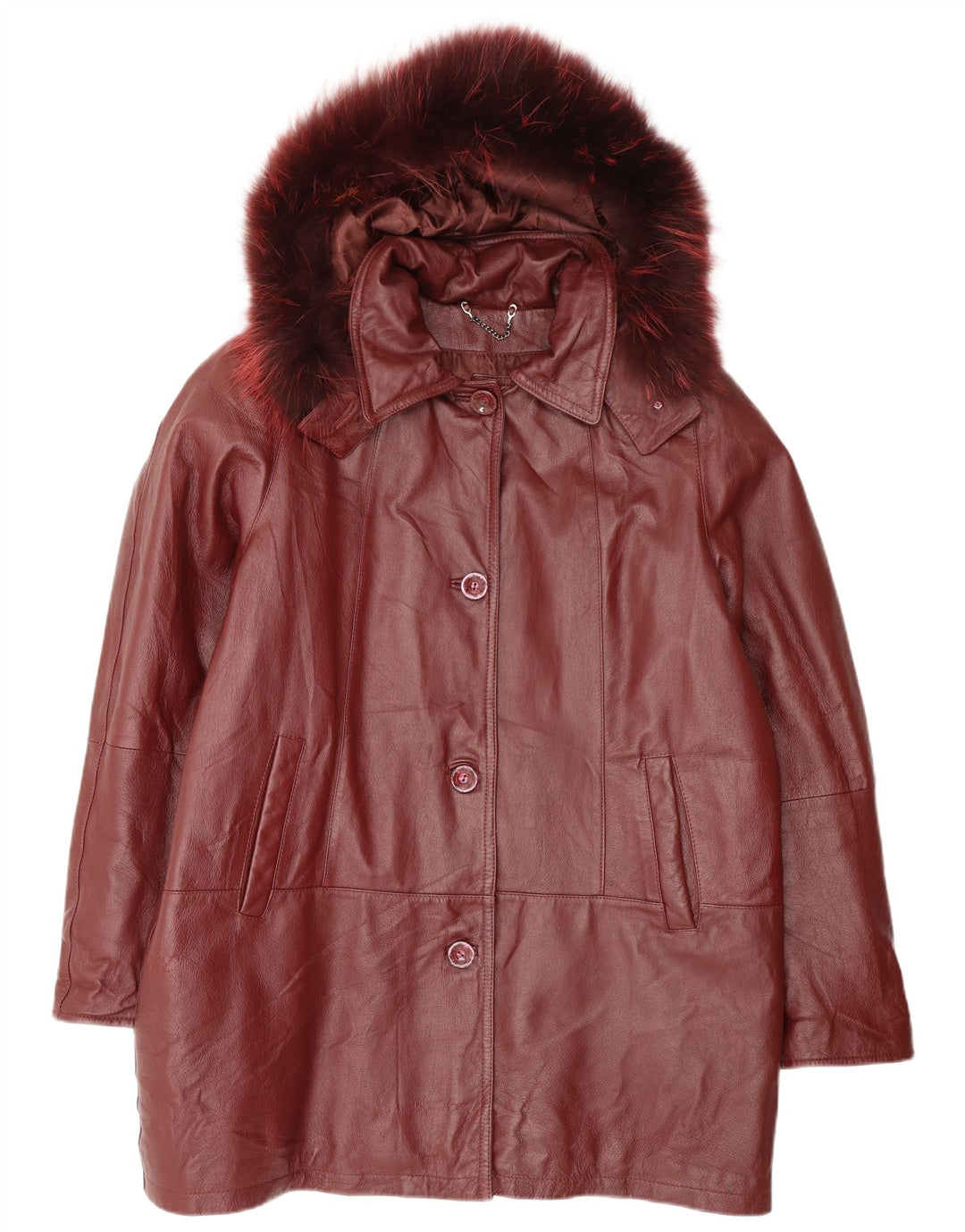 Privilegi Dame Hætte Oversized Frakke IT 42 Medium Burgundy