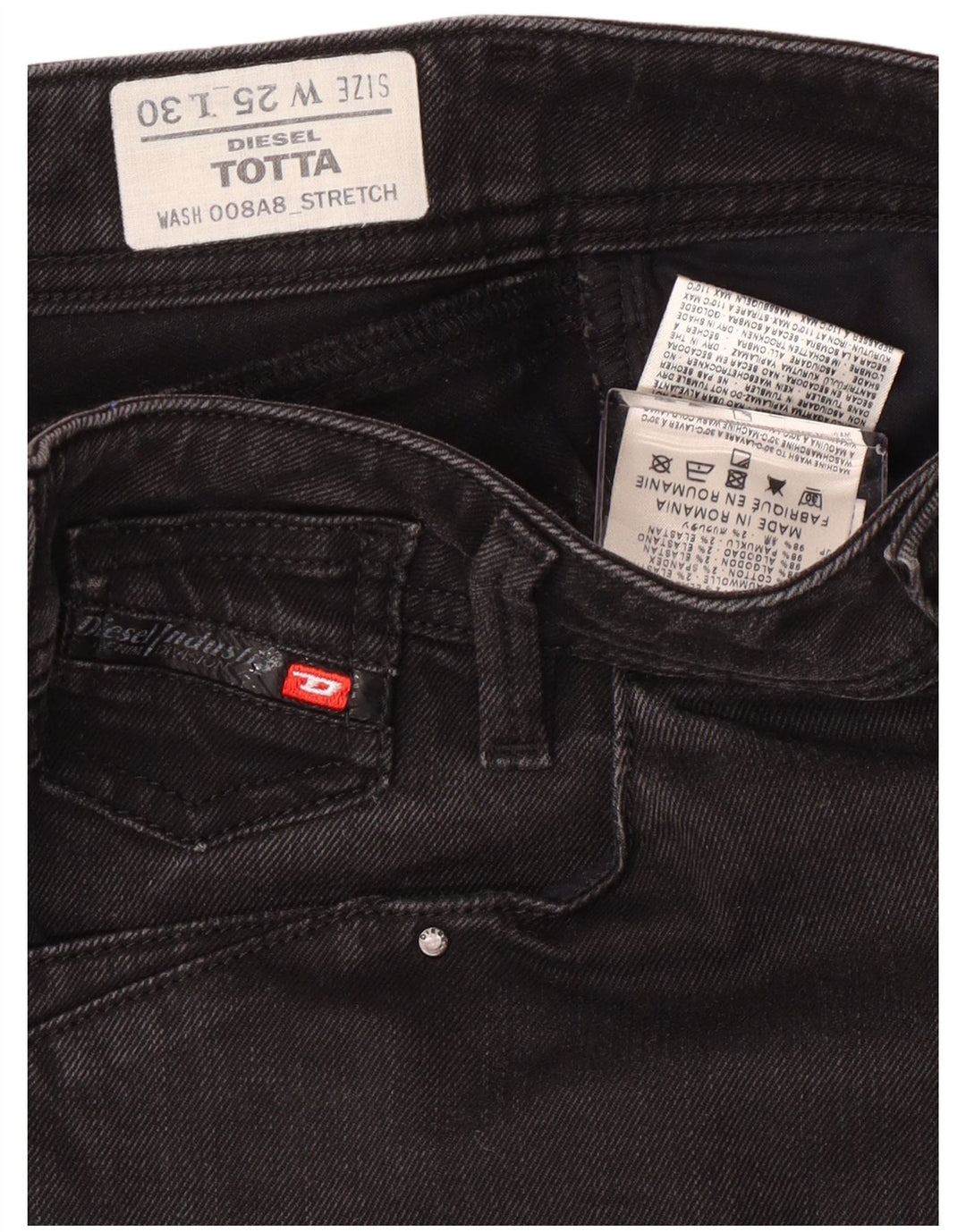 Diesel Dame Totta Straight Jeans W25 L27 Sort Bomuld