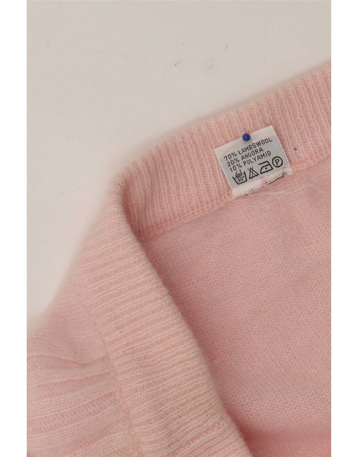Vintage damestrikket midi-nederdel EU 38 Medium W34 Pink lammeuld