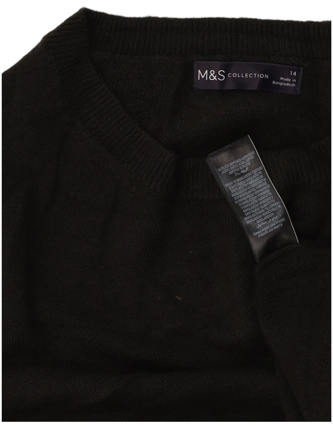 Marks & Spencer Dame sweater med rund hals DK 14 Medium Sort Akryl