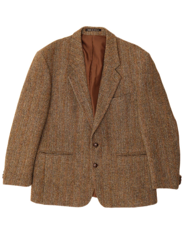 Harris Tweed Herre 2 Button Blazer Jacket UK 44 2XL Brun Sildebensuld