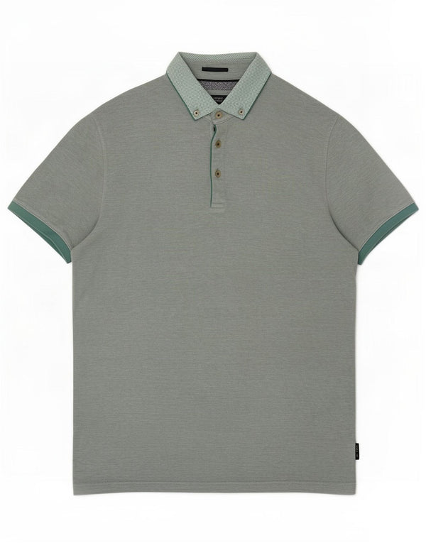Ted Baker Mens Polo Shirt Size 3 Medium Green Modal