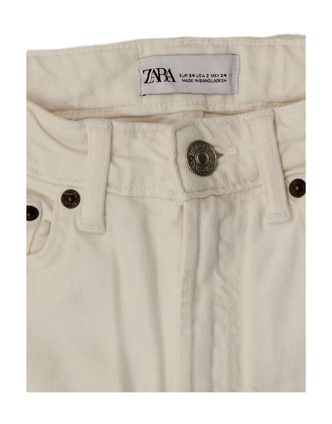 Zara Dame Bootcut Jeans EU 34 2XS W24 L29 Hvid Bomuld