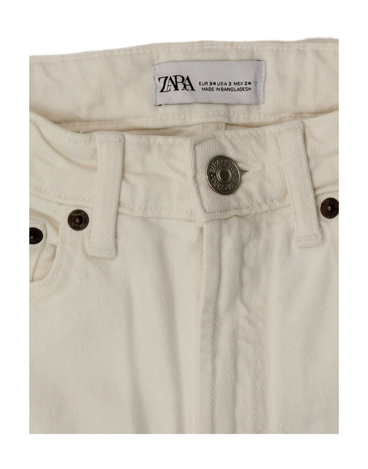 Zara Dame Bootcut Jeans EU 34 2XS W24 L29 Hvid Bomuld
