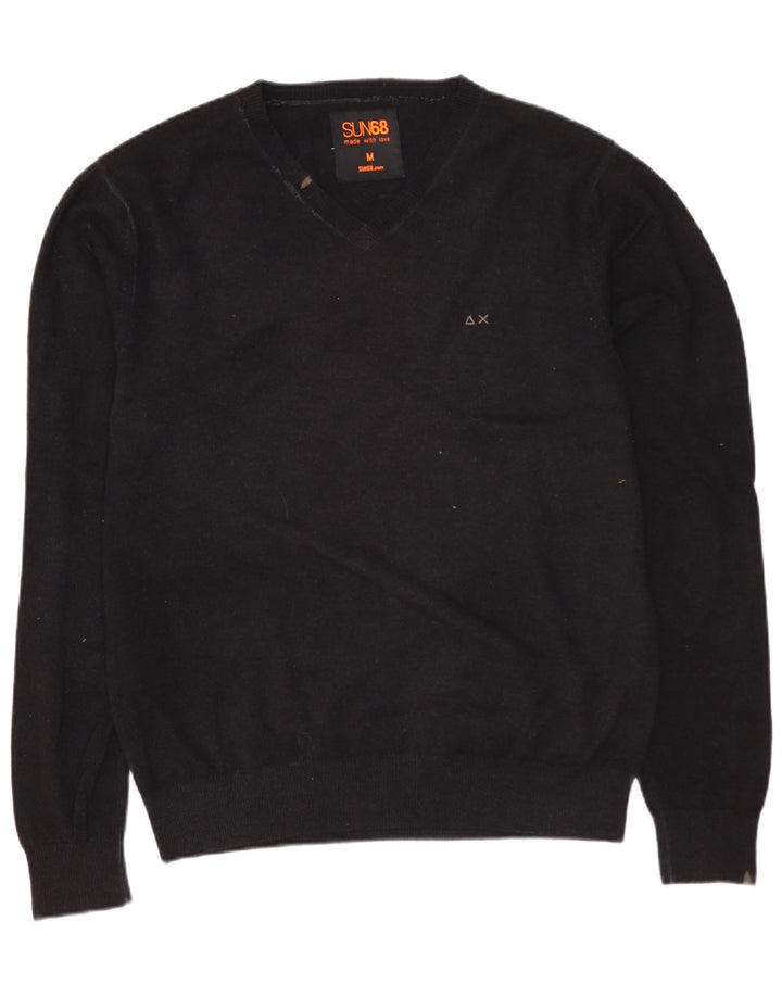 SUN68 Herre V-hals sweater mellemgrå uld