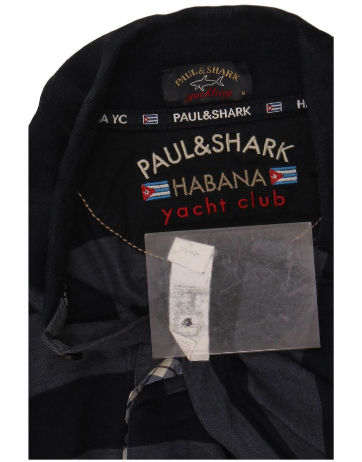 PAUL & SHARK Herre Yachting Polo Shirt Medium Navyblå stribet bomuld