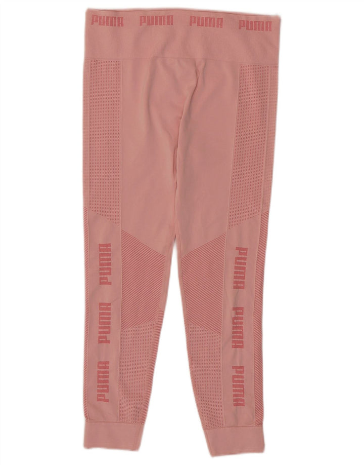 PUMA Womens Graphic Leggings UK 14 Large  Pink Pinstripe