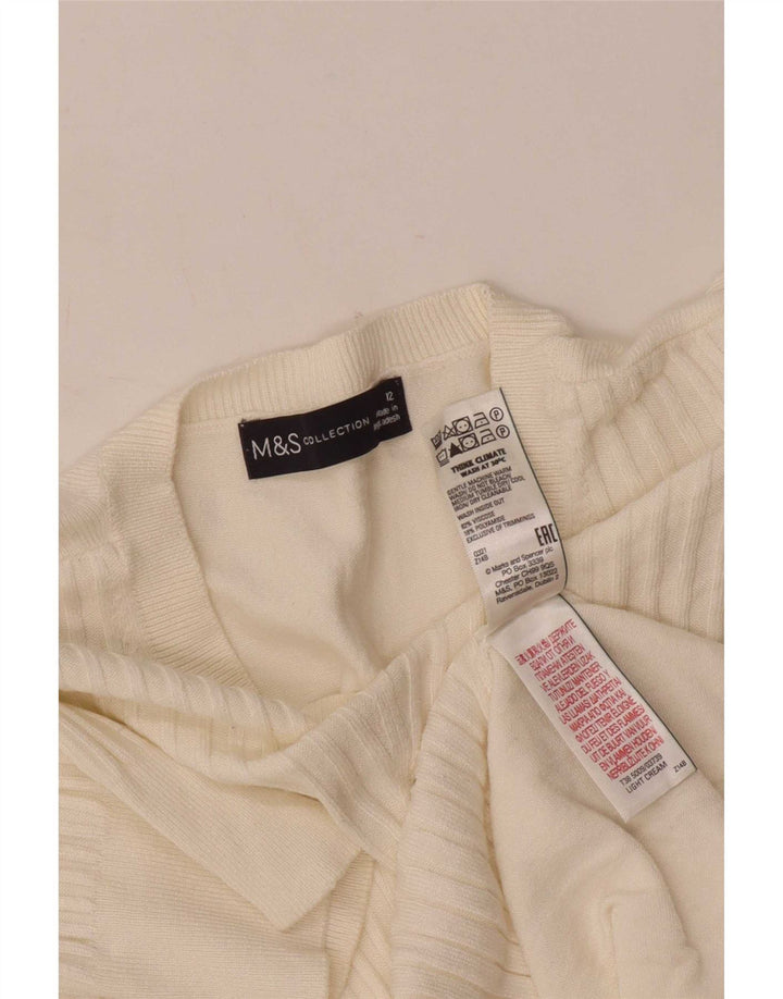 Marks & Spencer T-shirt top til kvinder UK 12 Medium Off White Viscose