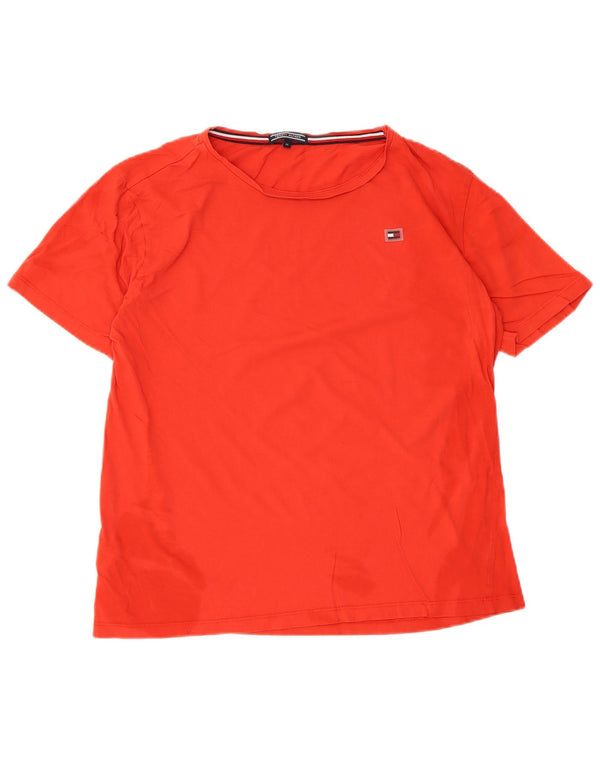 Tommy Hilfiger Dame T-Shirt Top UK 14 Medium Rød Bomuld