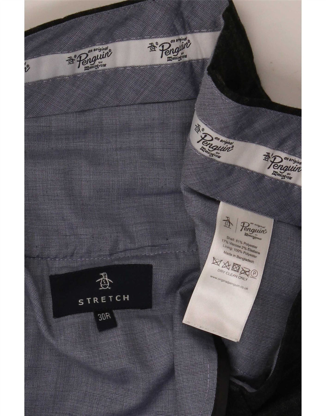 Penguin Herre Slim Suit Bukser W30 L32 Grå ternet polyester