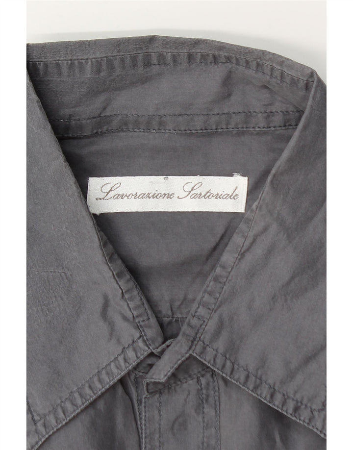 Vintage kortærmet herreskjorte 2XL grå