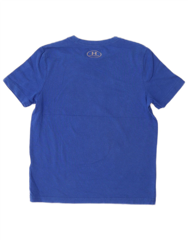 UNDER ARMOUR Boys Heat Gear Grafisk T-Shirt Top 7-8 år Lille Blå