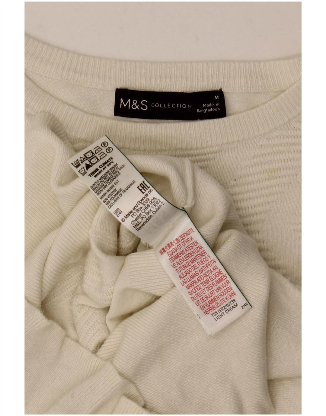 Marks & Spencer Dame Boat Neck Jumper Sweater UK 12 Medium Off White