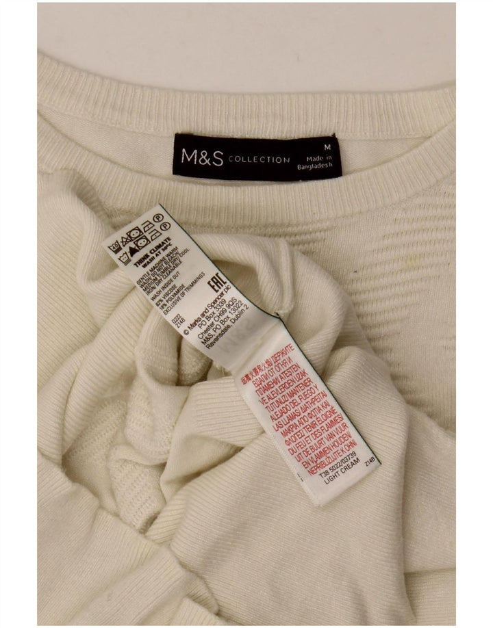 Marks & Spencer Dame Boat Neck Jumper Sweater UK 12 Medium Off White